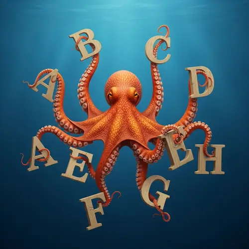 Octopus Holding Letters - Creative Marine Art