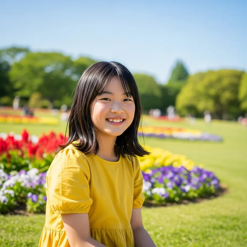 Smiling Young Girl in Yellow Summer Dress