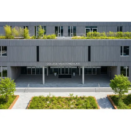 Architectural Minimalism: College Building with Rooftop Gardens