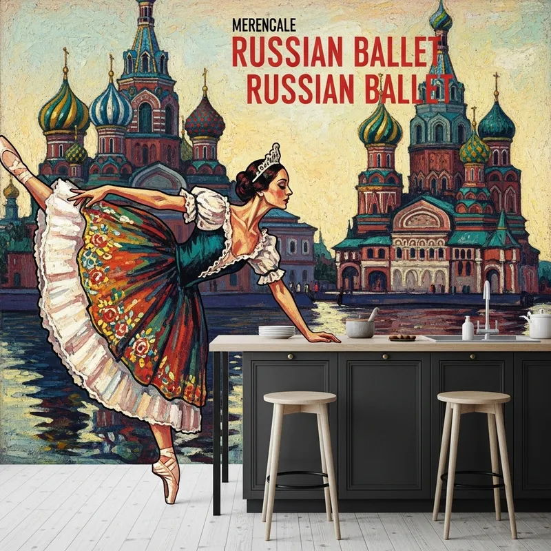 Russian Ballerina Poster with Vibrant Colors and Elegant Pose Russian Ballerina Poster with Vibrant Colors and Elegant Pose