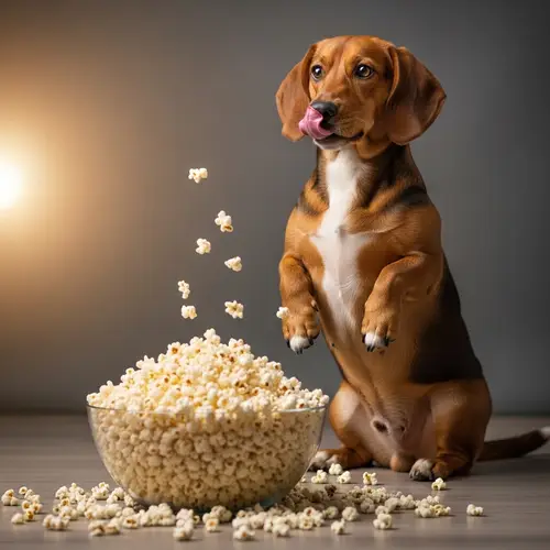 Charming Dog Enjoying Popcorn: A Cute Scene
