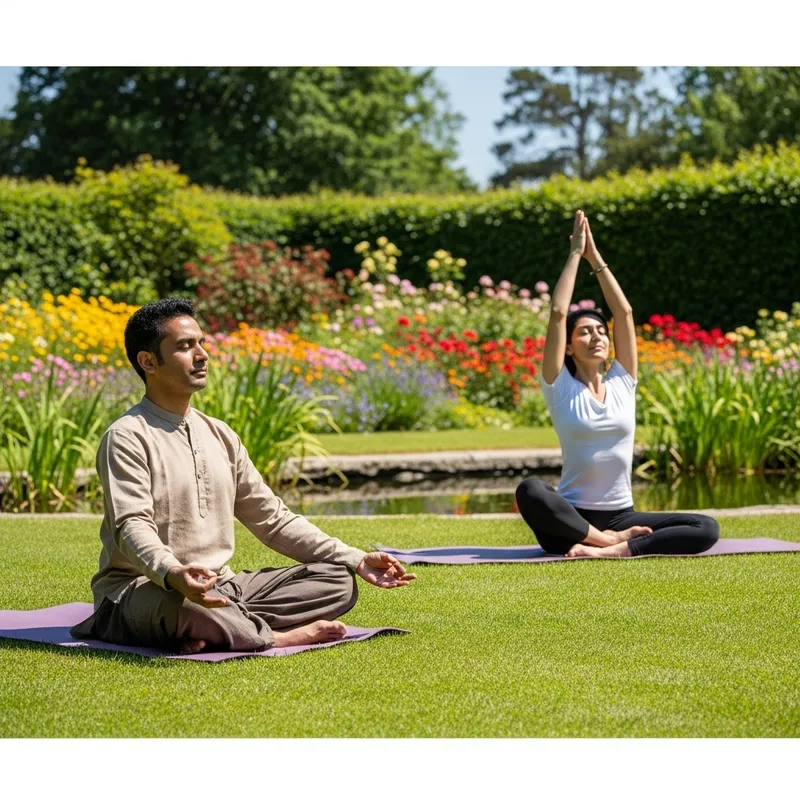 Tranquil Meditation Surrounded by Blooming Flora