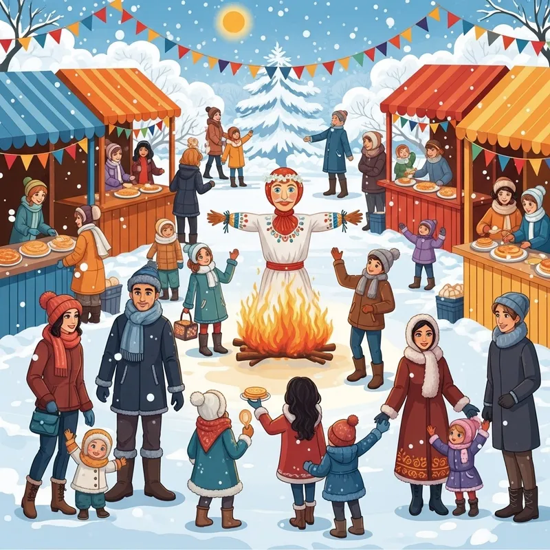 Traditional Maslenitsa Celebration with Vibrant Festivities