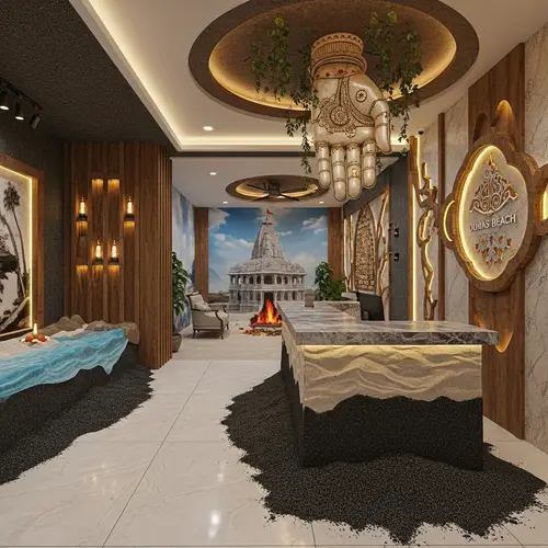 Reception Counter Design Inspired by Dumas Beach in Surat