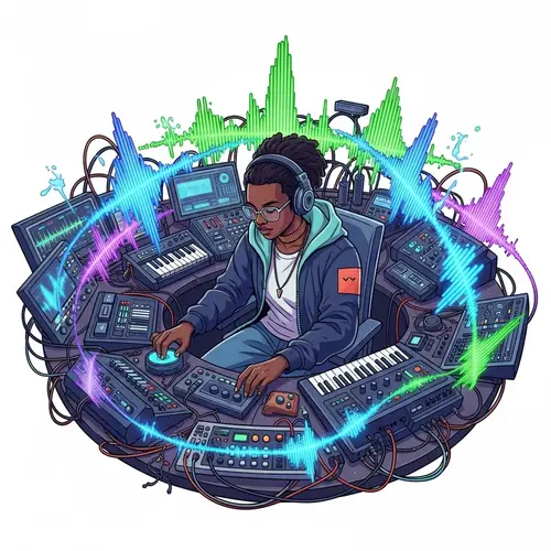 Futuristic Sound Designer Creating Vibrant Soundscapes