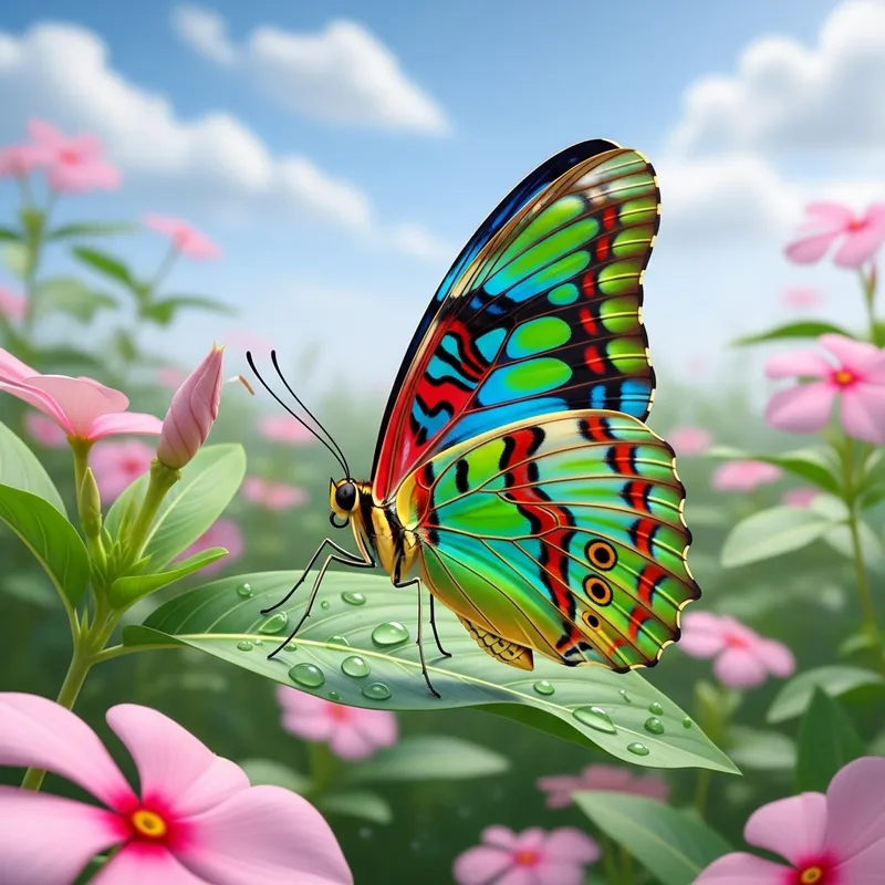 Vibrant Butterfly in Serene Garden - Nature's Artistic Palette
