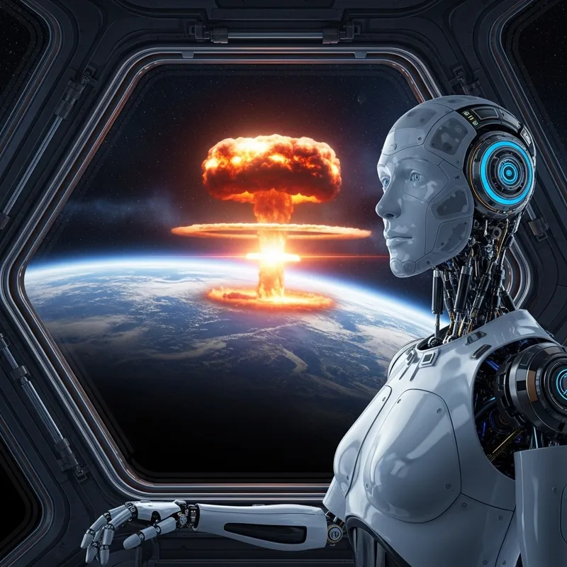 Humanoid Android Witnesses Planet's Nuclear Demise