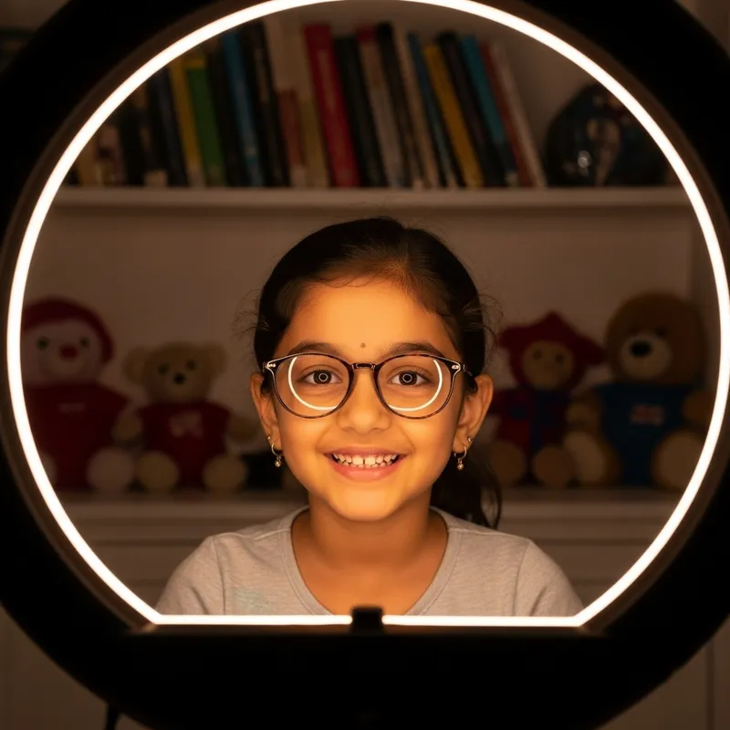 Stylish South Asian Girl with Glasses Smiling