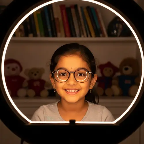 Young South Asian Girl with Stylish Glasses and Bright Smile