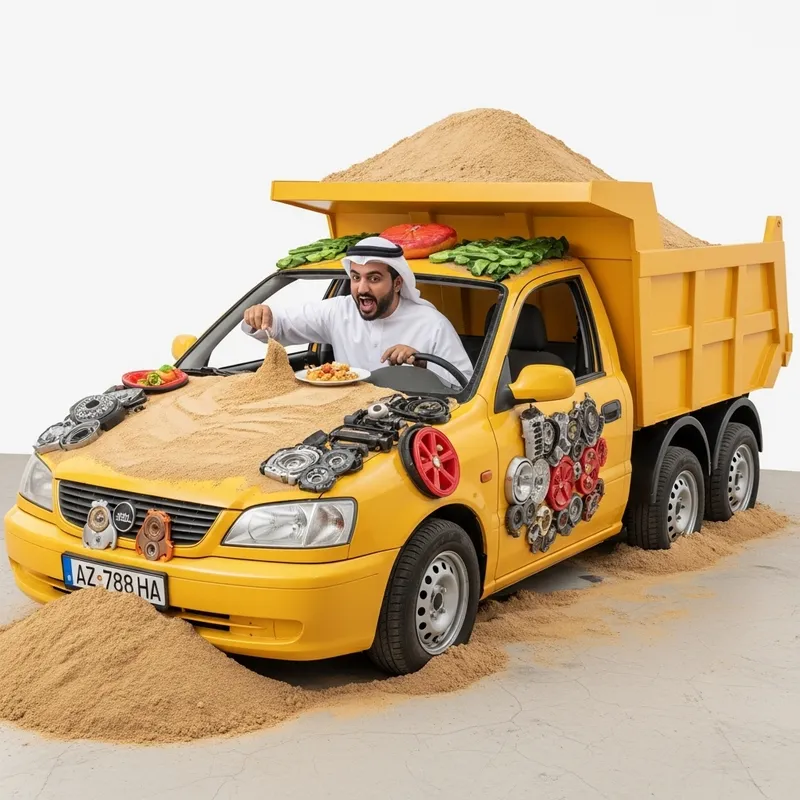 Hilarious Car Dining: Sand Feast Inside Truck | Unexpected Fun