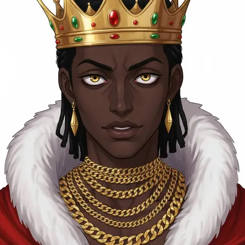 Anime Black Prince with Gold Jewelry | Regal and Slightly Psychotic