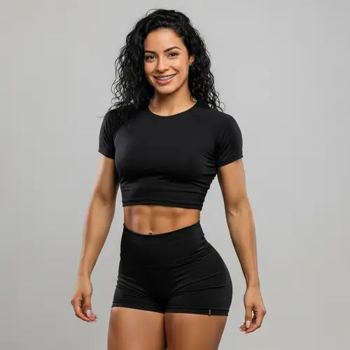 Tone and Fit Hispanic Woman with Beautiful Smile and Braces