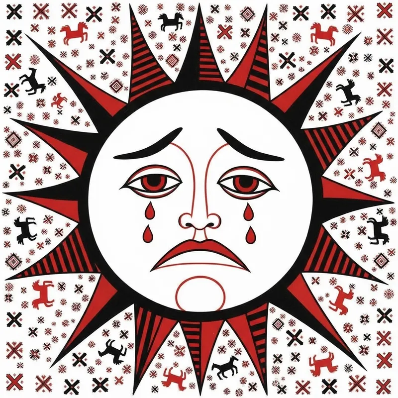 Emotive Sun in Mezen Painting Style