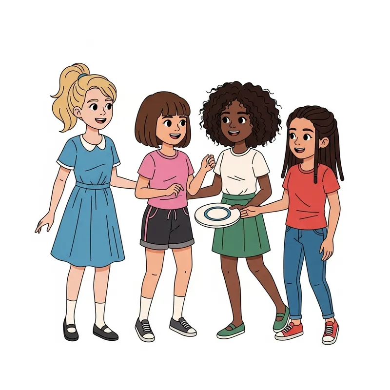 Fun Day at the Park with Four Young Girls