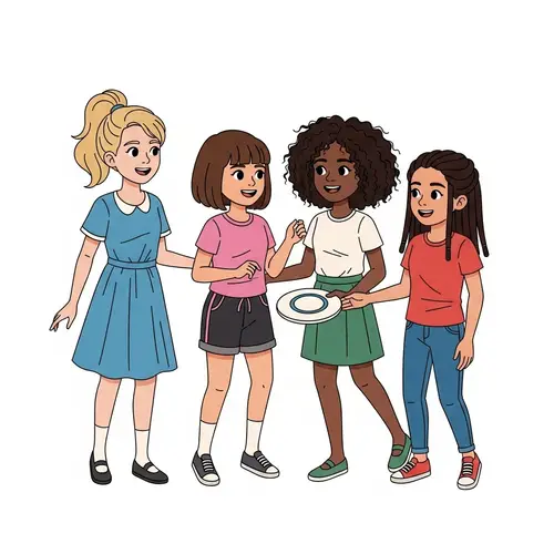 Fun Day at the Park with Four Young Girls