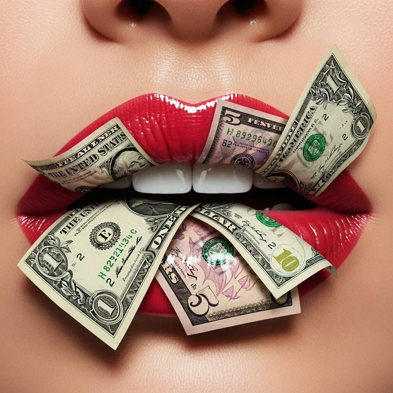 Vibrant Lips with Money Illustration