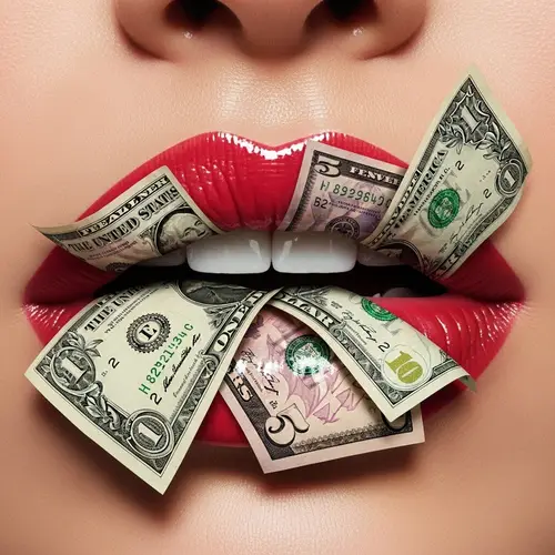 Vibrant Lips with Money Illustration