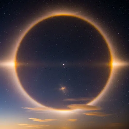 Radiant Halo of Glowing Light in Celestial Twilight Sky