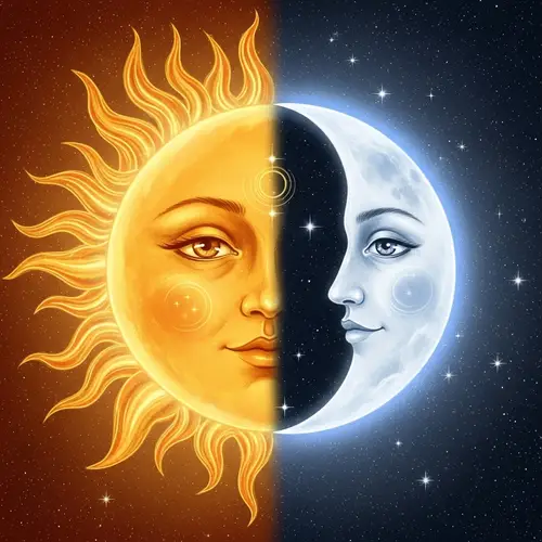 Sun and Moon Drawing for Wallpapers - Cosmic Harmony Art