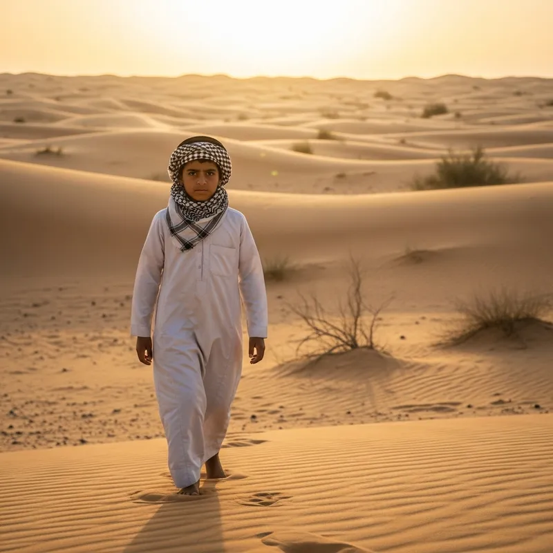 Arabian Boy Walking in Desert | Pre-Islamic and Islamic Era