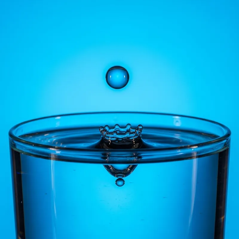 Mesmerizing Water Droplet Falling into Aqua Glass Mesmerizing Water Droplet Falling into Aqua Glass