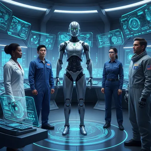 Android Commanding Humans in High-Tech Center