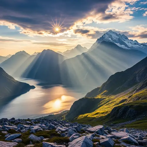 Majestic Mountain Landscape at Sunrise | Nature-Inspired Painting