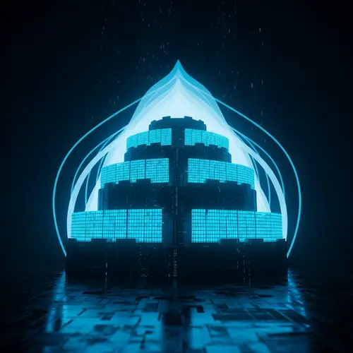 Futuristic Cybersecurity Fortress in Dark Cyberspace