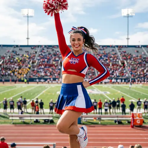 Energetic Cheerleader in Vibrant Stadium