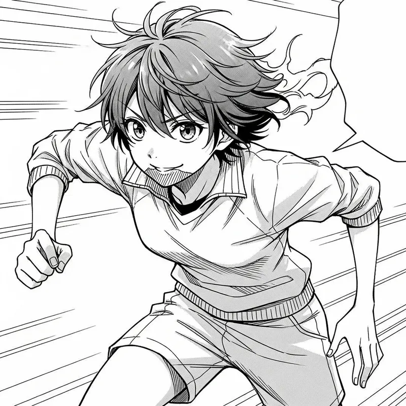 Anime Style Illustration of Boyish High School Athlete