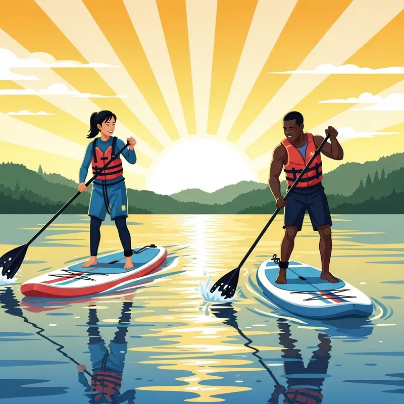 Paddleboarding on Glittering Lake