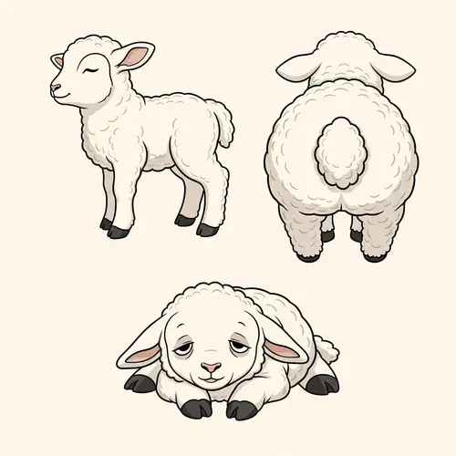 Adorable Lamb Vector Illustration in Three Distinct Poses
