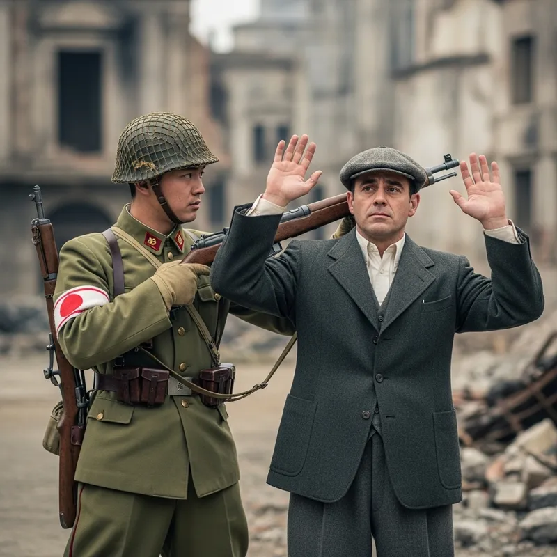 WW2 Japanese Soldier Capturing Mussolini - WWII Image