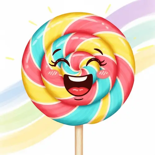 Joyous Swirl Lollipop - Vibrant and Cheerful Imagery