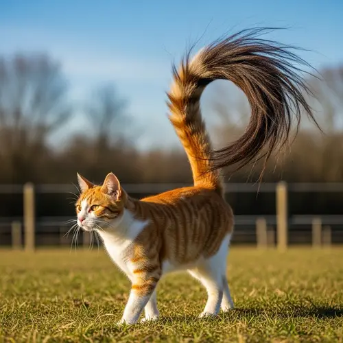 Cat with a Horse's Tail - Quirky and Unusual Image