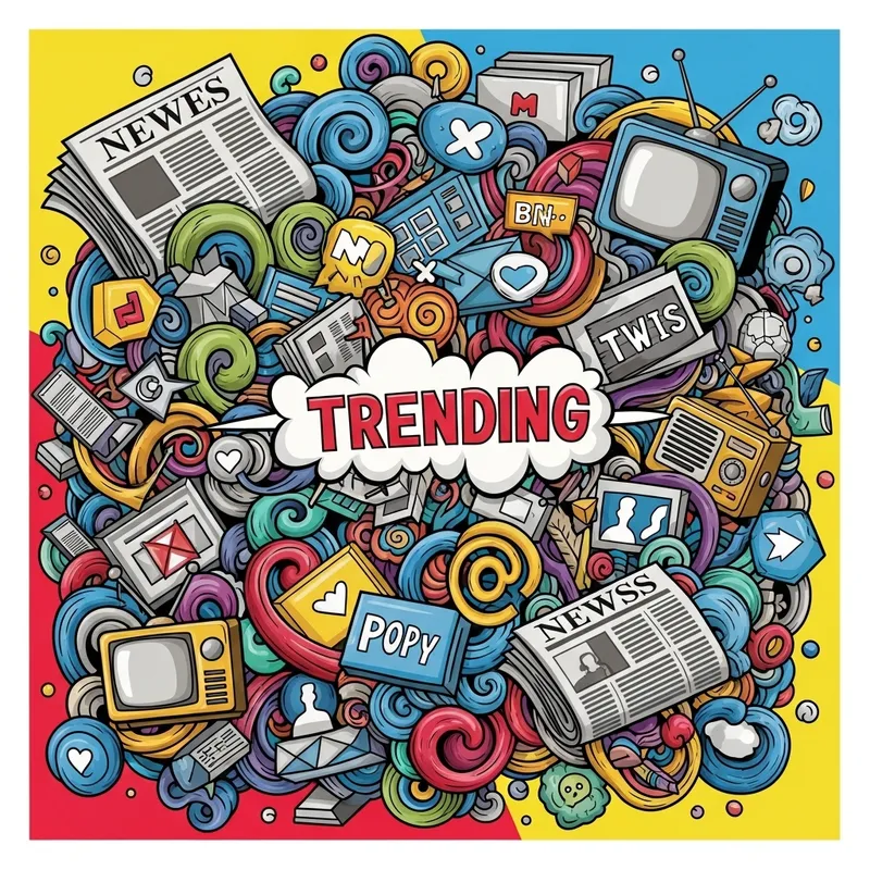 Colorful Media Trending Design - Creative & Vibrant Illustration