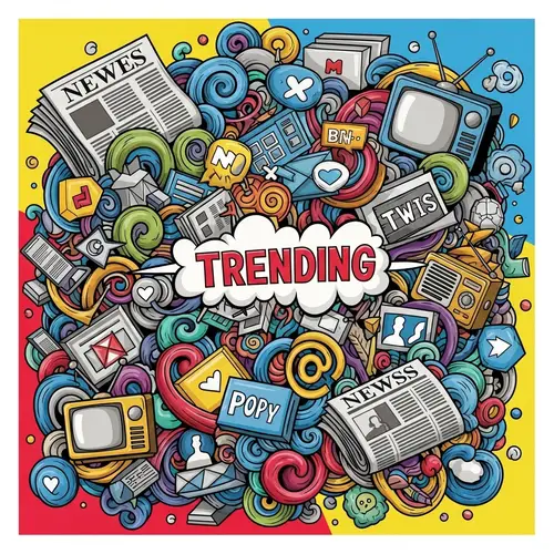 Dynamic Media Trending Illustration - Vibrant & Energetic Design