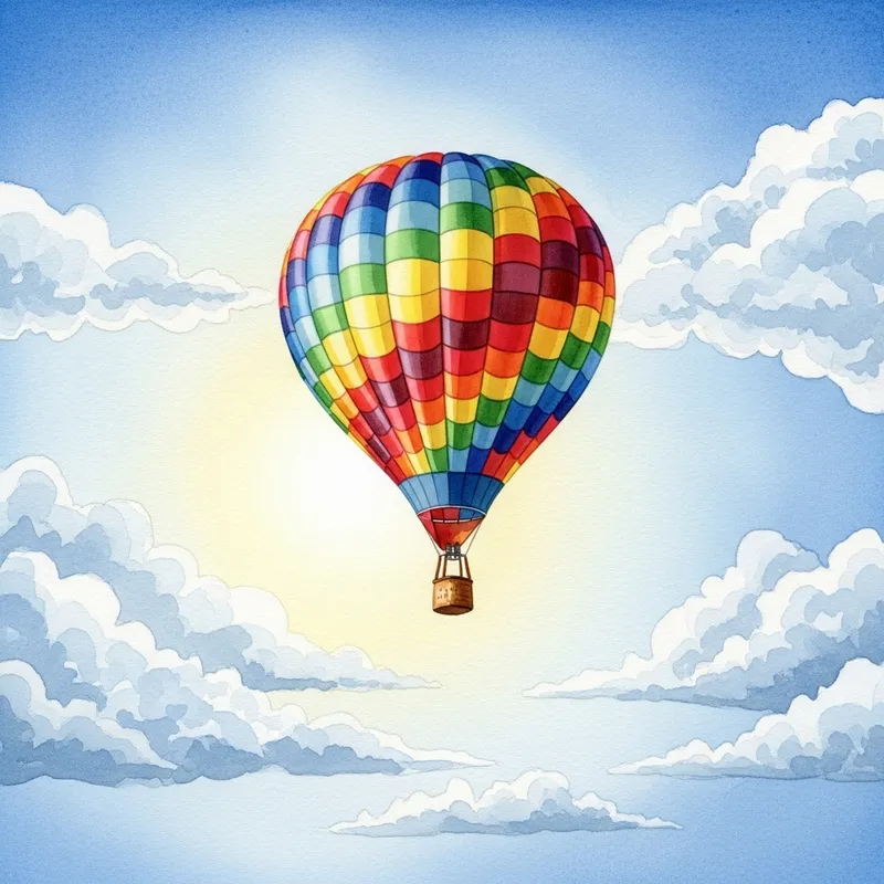 Watercolour Hot Air Balloon Painting Watercolour Hot Air Balloon Painting