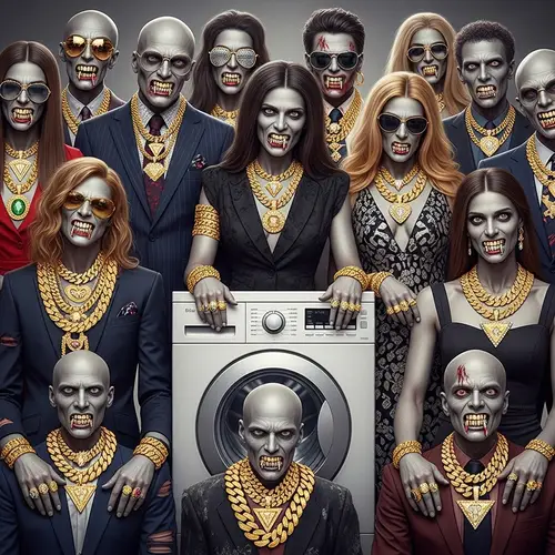 Fashion-Forward Swag Zombies with Golden Chains, Rings & Grillz