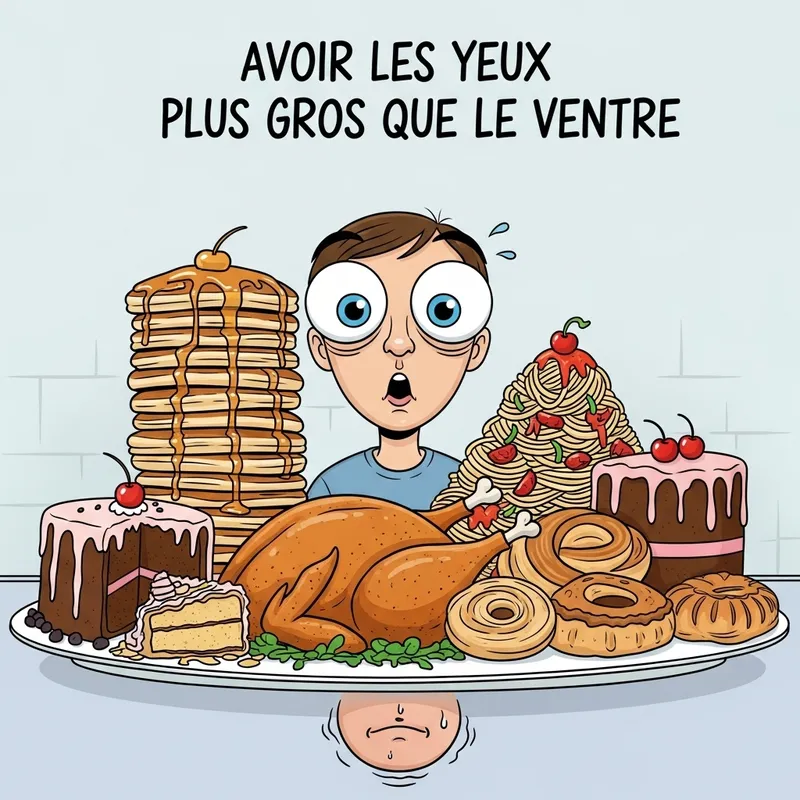 Eyes Bigger Than Your Belly: French Idiom Depiction