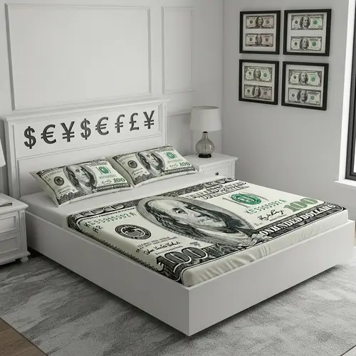 Creative $100 Bill Themed Bed Design | Currency Decor Inspiration