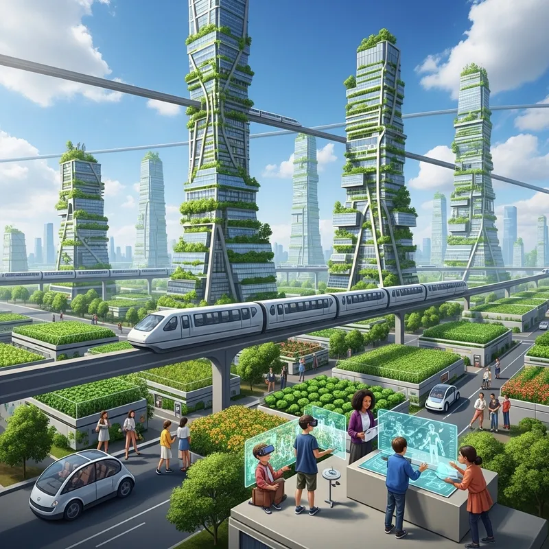 Future Technology in Green Skyscraper City