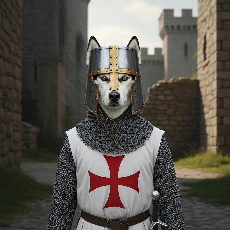 Medieval Templar Husky | Courageous Canine Warrior
