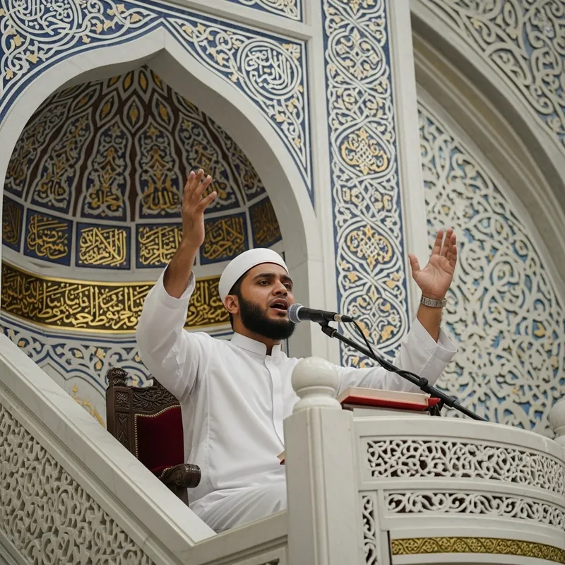 Passionate Imam Preaching - Spiritual Sermon at Mosque