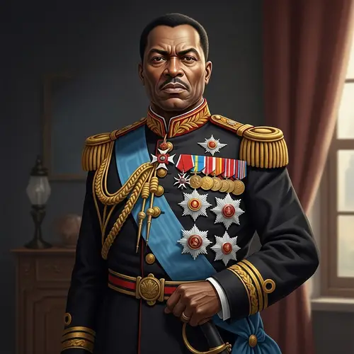 African Dictator in Black Military Uniform | Authority and Strength