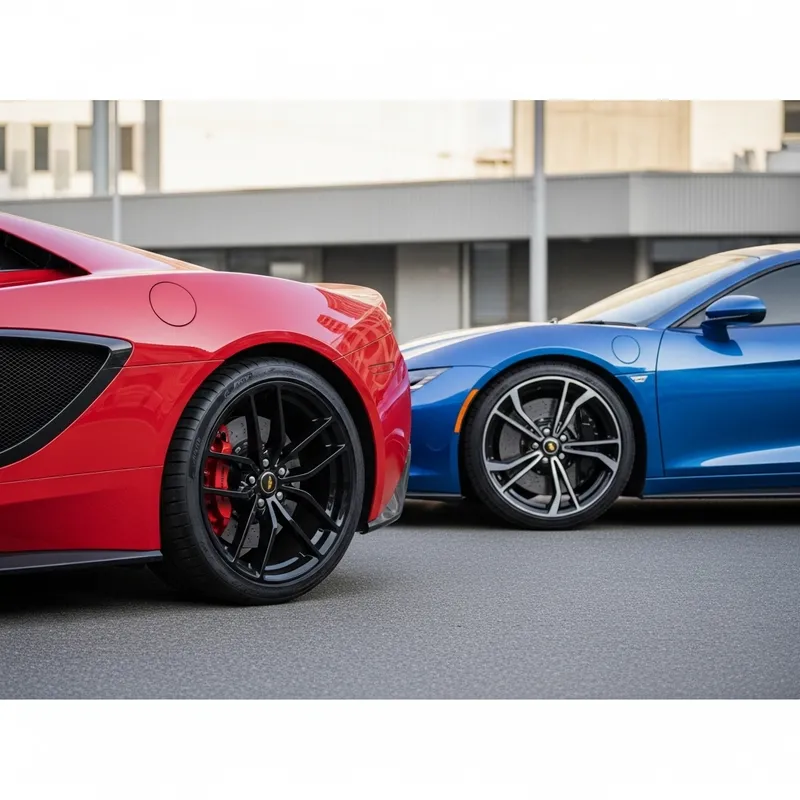 Vividly Captured Sports Cars | Sleek Red & Blue High-Performers