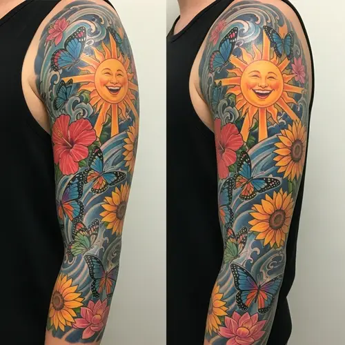 Joy of Life Tattoo Design | Vibrant Arm Art