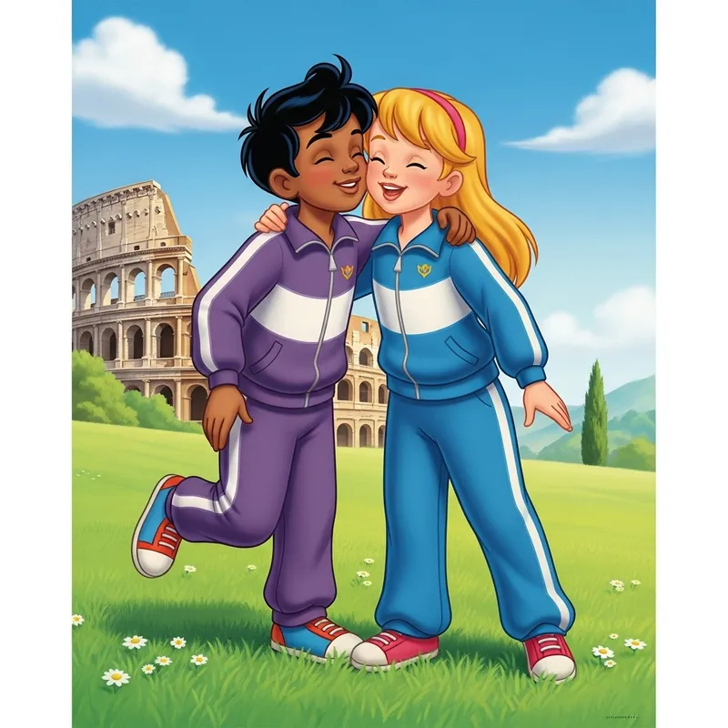 Disney Pixar Style Poster: Kids at the Colosseum