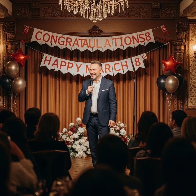 Heartfelt March 8th Congratulations by Charming Comedian