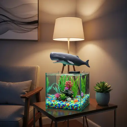 Miniature Whale in Home Aquarium: Tranquil and Charming Scene